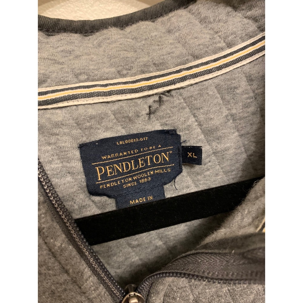 Pendleton Quilted Fleece Pullover Sweatshirt Gray… - image 5